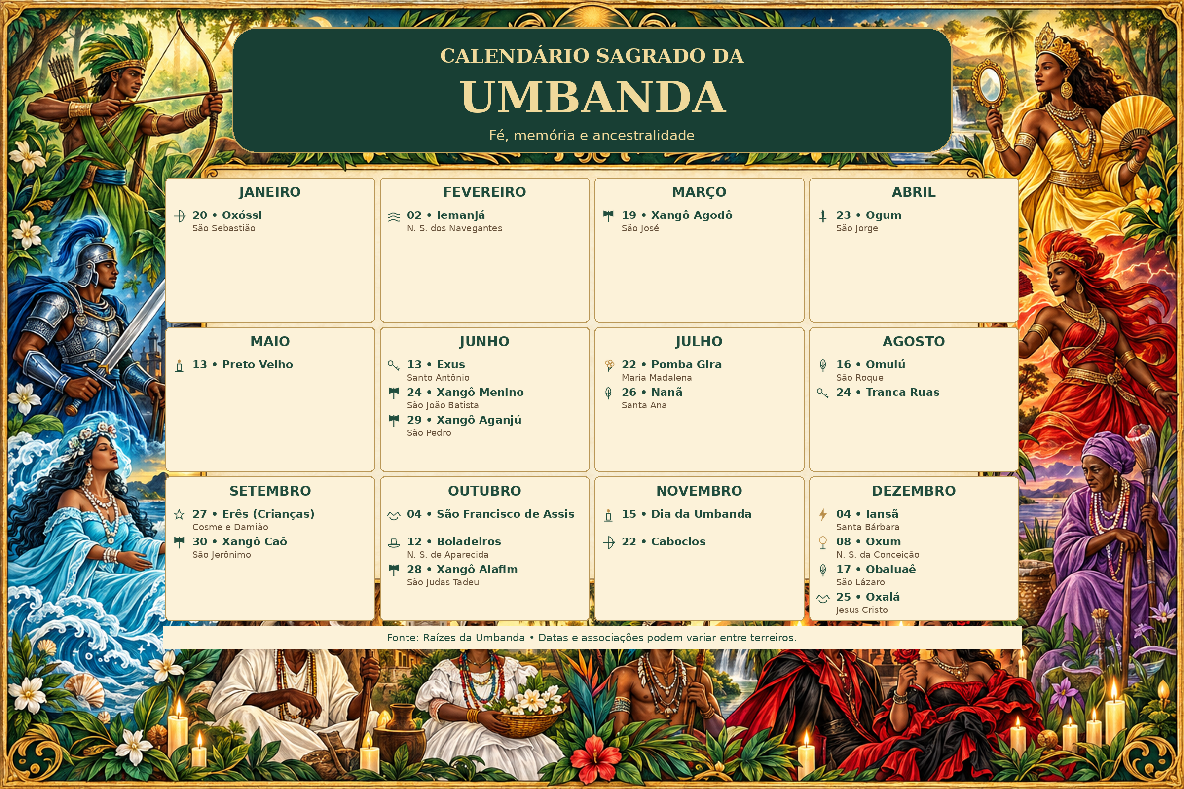 Calendário na Umbanda